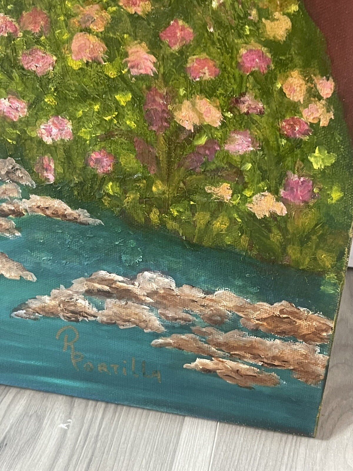 EL BESO Kiss Original Painting Klimt Style Signed Portillo 2013 Fine Art 18 x 302