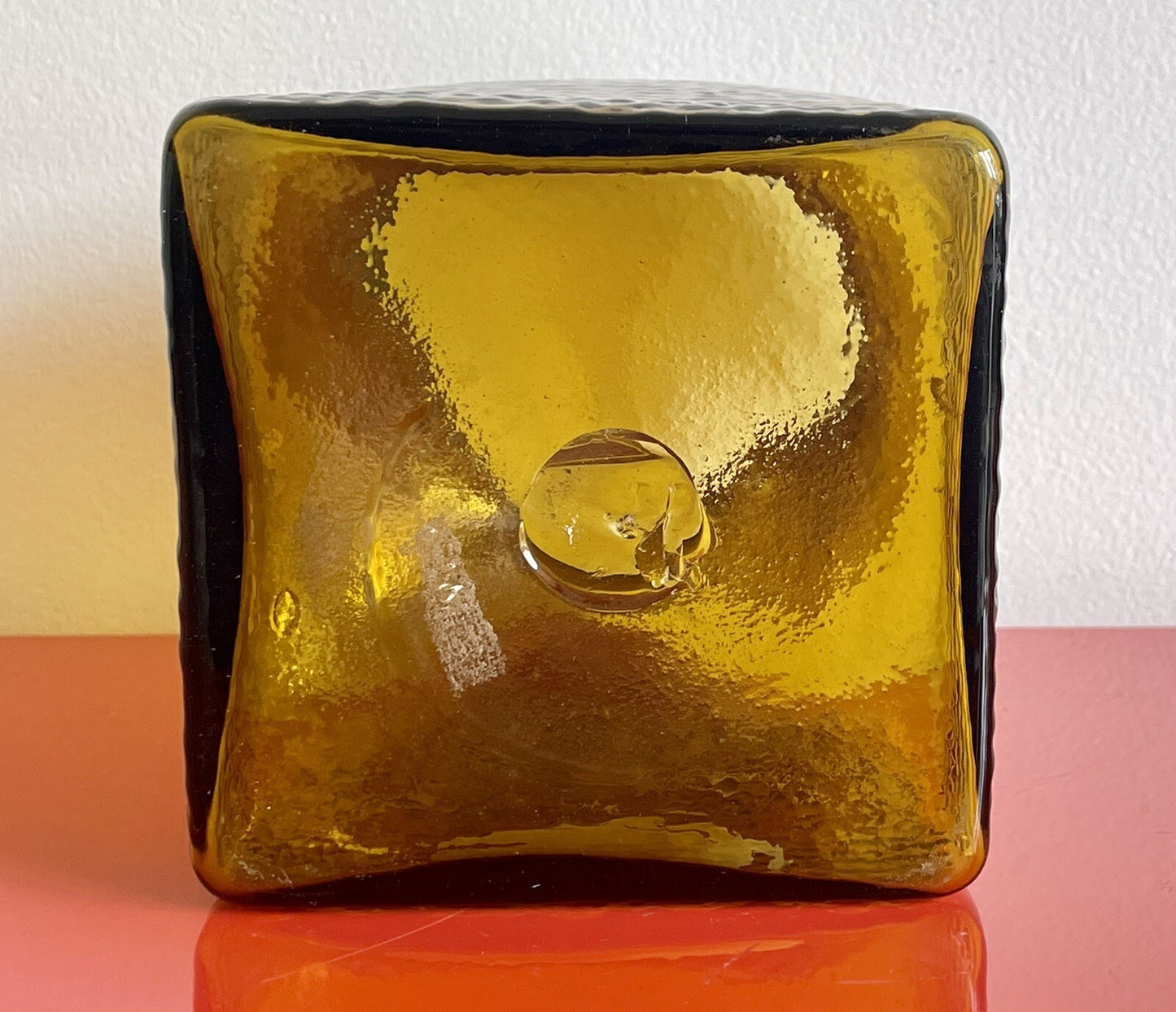 10” Blenko (?) Textured Glass Amber Vase Vintage MCM Midcentury Modern 60s 70s2