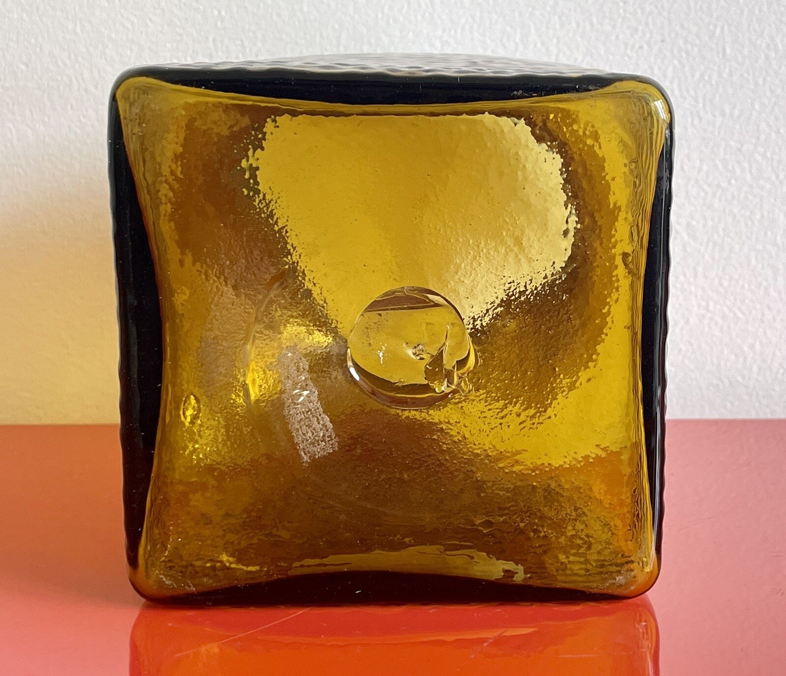 10” Blenko (?) Textured Glass Amber Vase Vintage MCM Midcentury Modern 60s 70s2