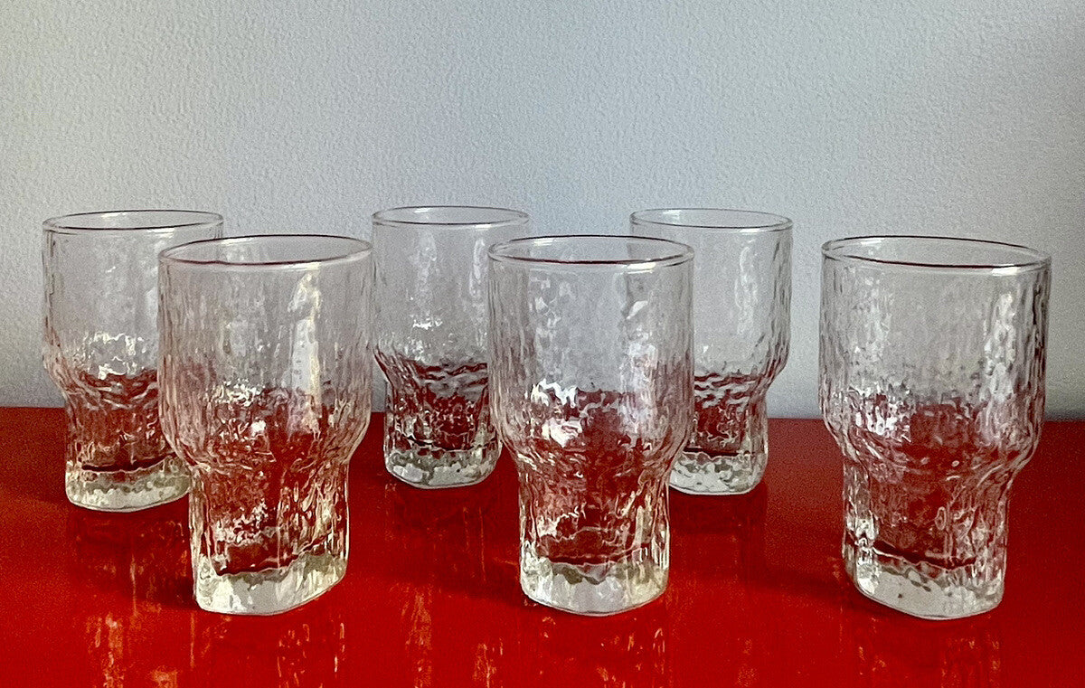 Six (6) Iittala Finland Aslak ICICLE Juice Glasses 4” Tapio Wirkkala Design 70s0
