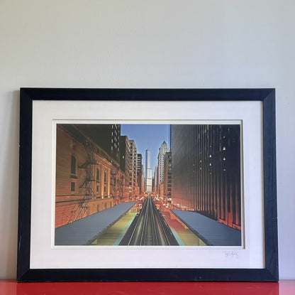 Orig Fine Art Photograph CHICAGO EL STREETSCAPE Photojournalism Framed 36” x 27”1