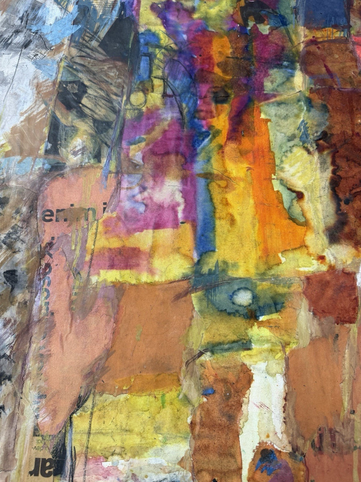 Signed 2001 Turkish Fine Art Multimedia Collage 27” x 38” Türkiye Ready To Frame2