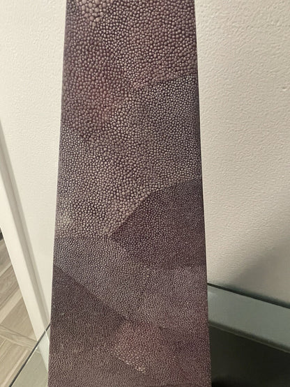 Maitland Smith 23.5” Purple Plum Gray Shagreen Texture Obelisk Hollywood Regency3