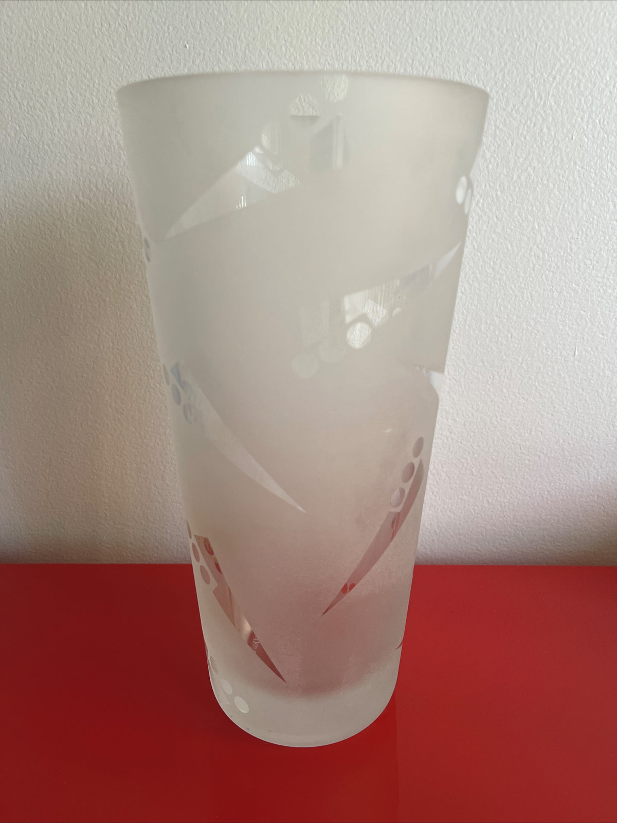 Robert McCandless 11” Frosted Art Glass Vase 90s Memphis Milano Postmodernism0