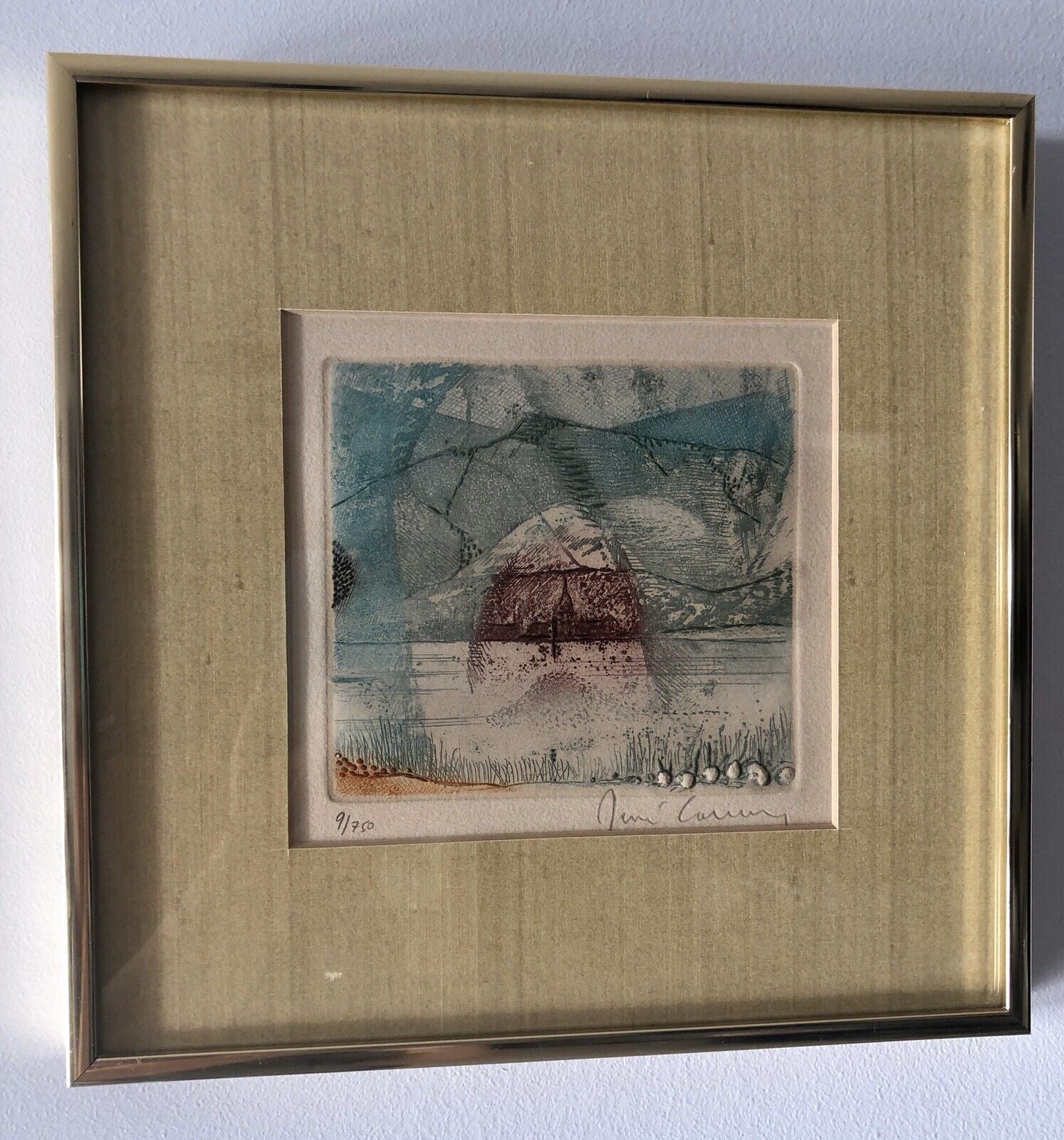 RENE CARCAN Etching Engraving Aquatint BELGIUM Abstract MCM Modernist “La Meuse”1