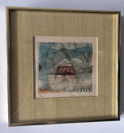 RENE CARCAN Etching Engraving Aquatint BELGIUM Abstract MCM Modernist “La Meuse”1