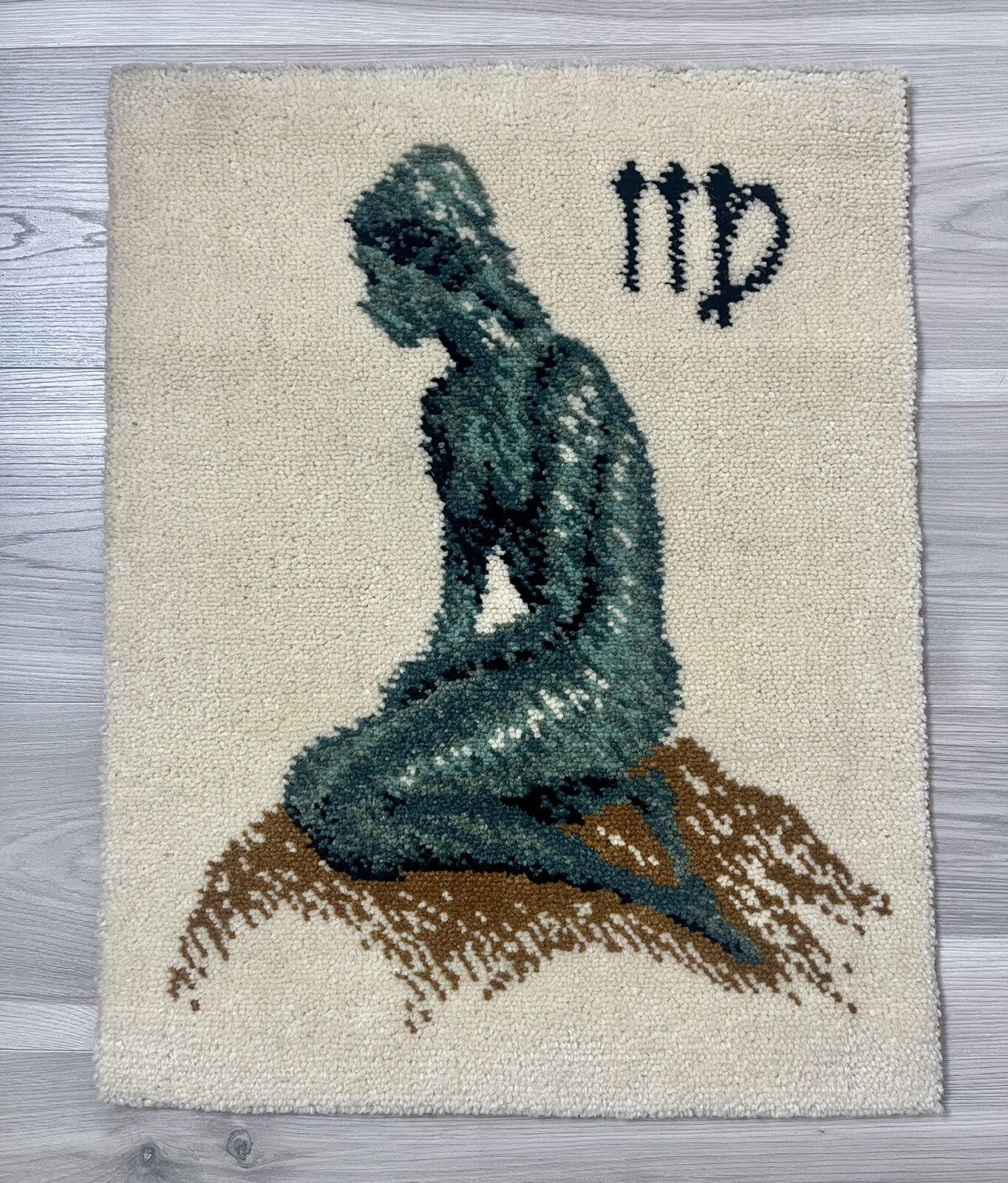 Mod 1970s VIRGO Schaeffler Chronos Wool Rug Tapestry Germany Vintage Zodiac COOL0