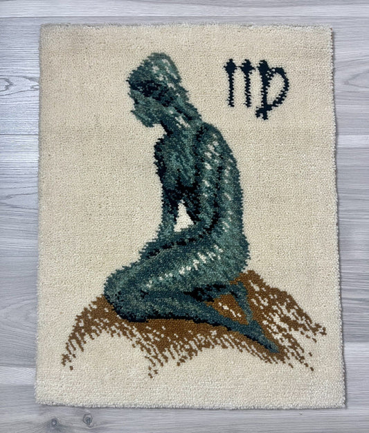 Mod 1970s VIRGO Schaeffler Chronos Wool Rug Tapestry Germany Vintage Zodiac COOL0