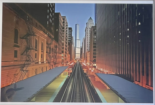 Orig Fine Art Photograph CHICAGO EL STREETSCAPE Photojournalism Framed 36” x 27”0