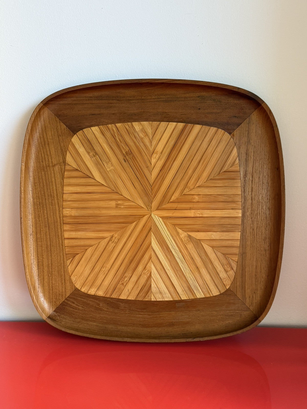 RARE Vintage Dansk 19.5” Teak Bamboo TWO WOODS Platter Tray 1960s Quistgaard IHQ0