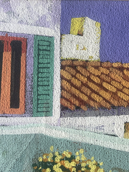 Original Impressionist Fine Art Seaside Roof Painting Colorful Modernist Signed3