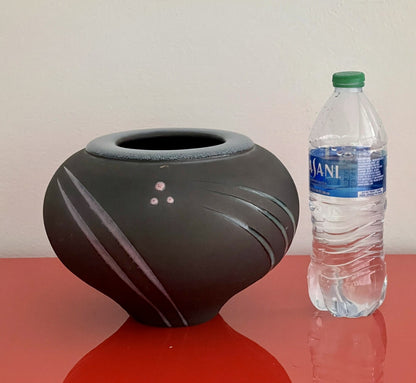 Michael Cho Studio Art Pottery 6” Postmodern Abstract Bulbous Raku Ceramic Vase5