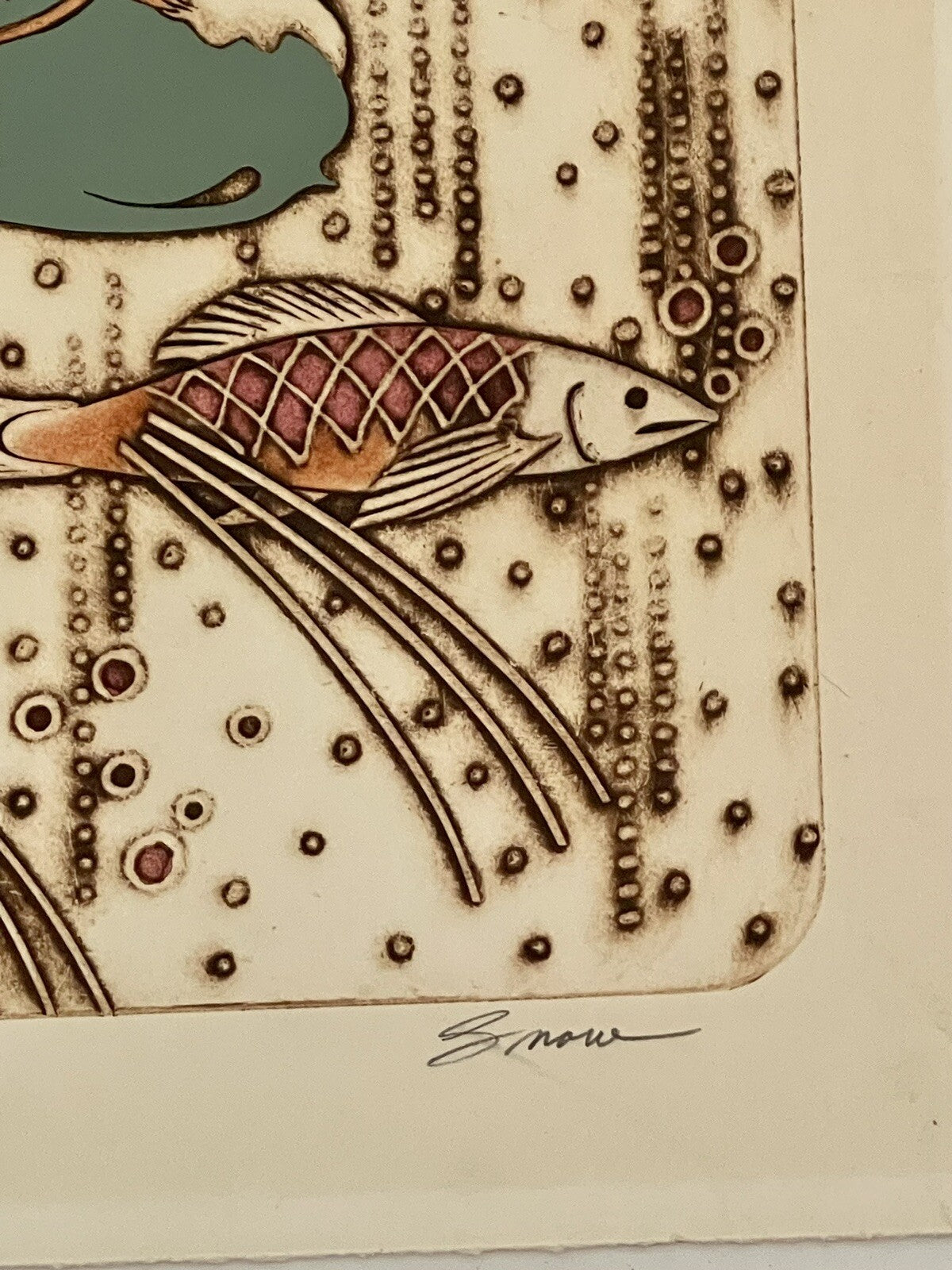 Sidney Schatzky Hand Colored Collagraph Limited Ed Art Unframed “Snow” 10/255