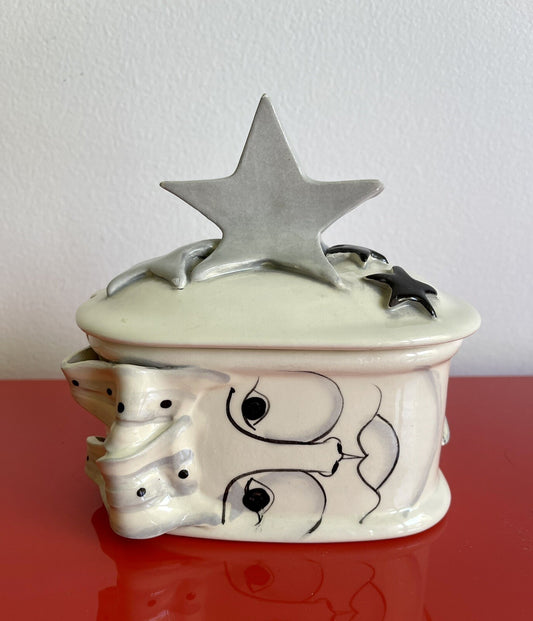 Double Creek Art Pottery Trinket Box Studio Ceramic Porcelain Signed Barwick ‘920