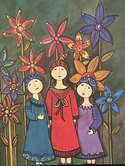 Charming Scandinavian Danish Modern Orig Painting MCM Framed Folk Art 25” x 29”1