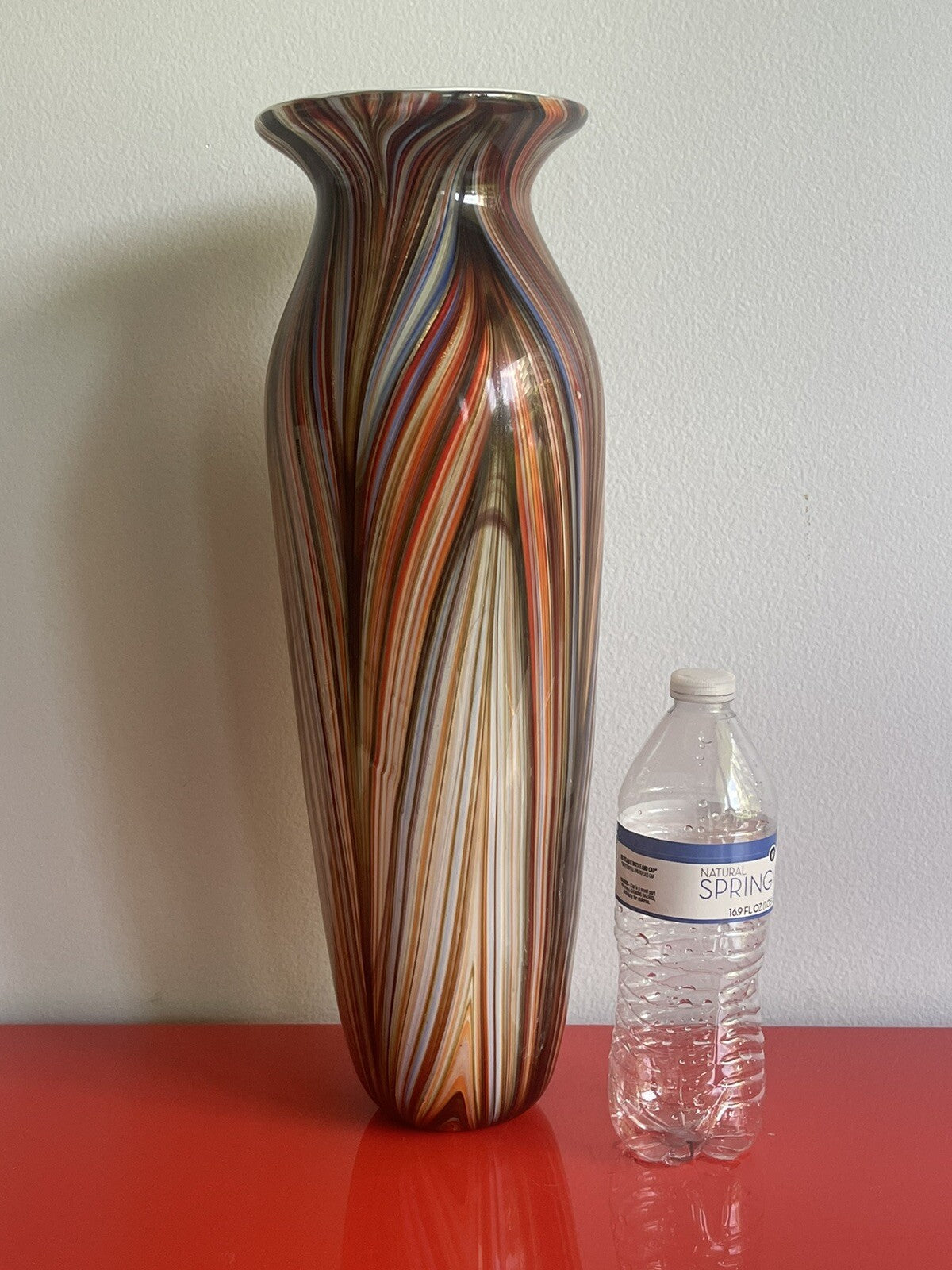 Older Venetian Murano Striped & Swirled Multicolor Vase 17” Italian Art Glass6