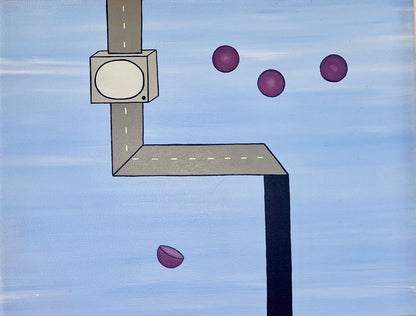Hard Edge Painting Surrealism Geometric 18” x 15” Fine Art Original Postmodern1