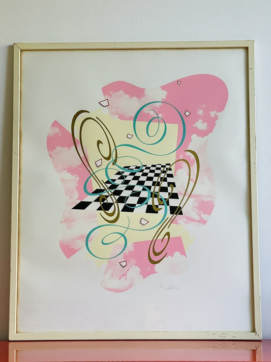 POSTMODERN 1983 Fine Art Serigraph Surreal Geometric Abstract Op Art Signed0