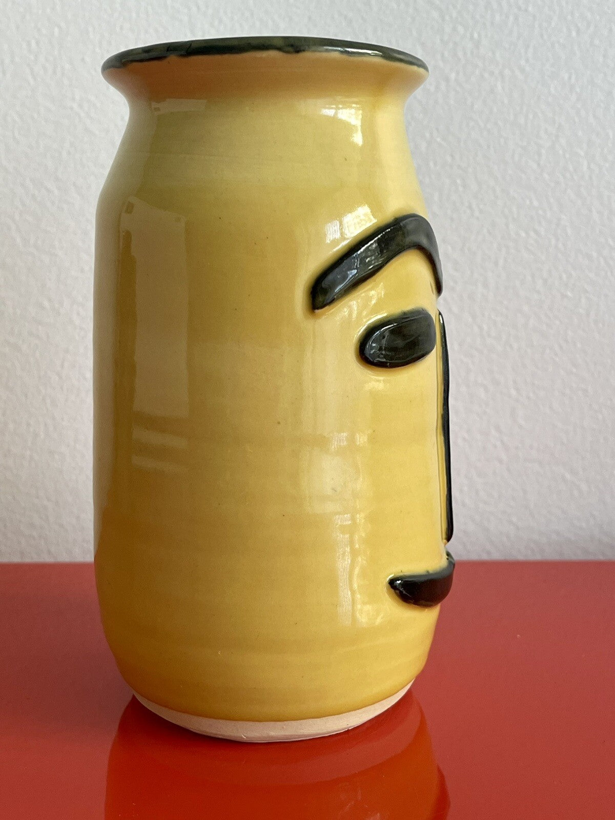 Picasso Style Art Pottery Ceramic Vase 6.5” Mod Vintage MCM 1960s Hand Painted1