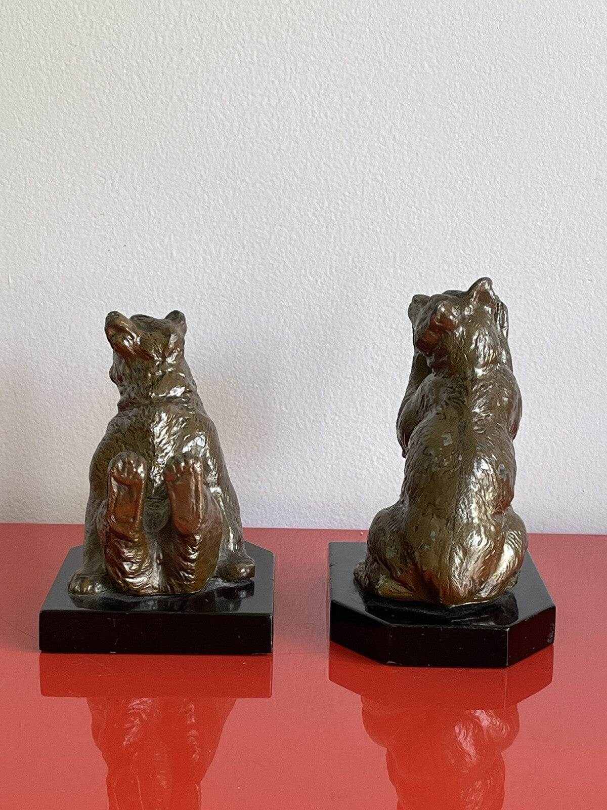 Vintage Frolicking Bear Bookends Louis Albert Carvin (?) Art Deco Marble Base3