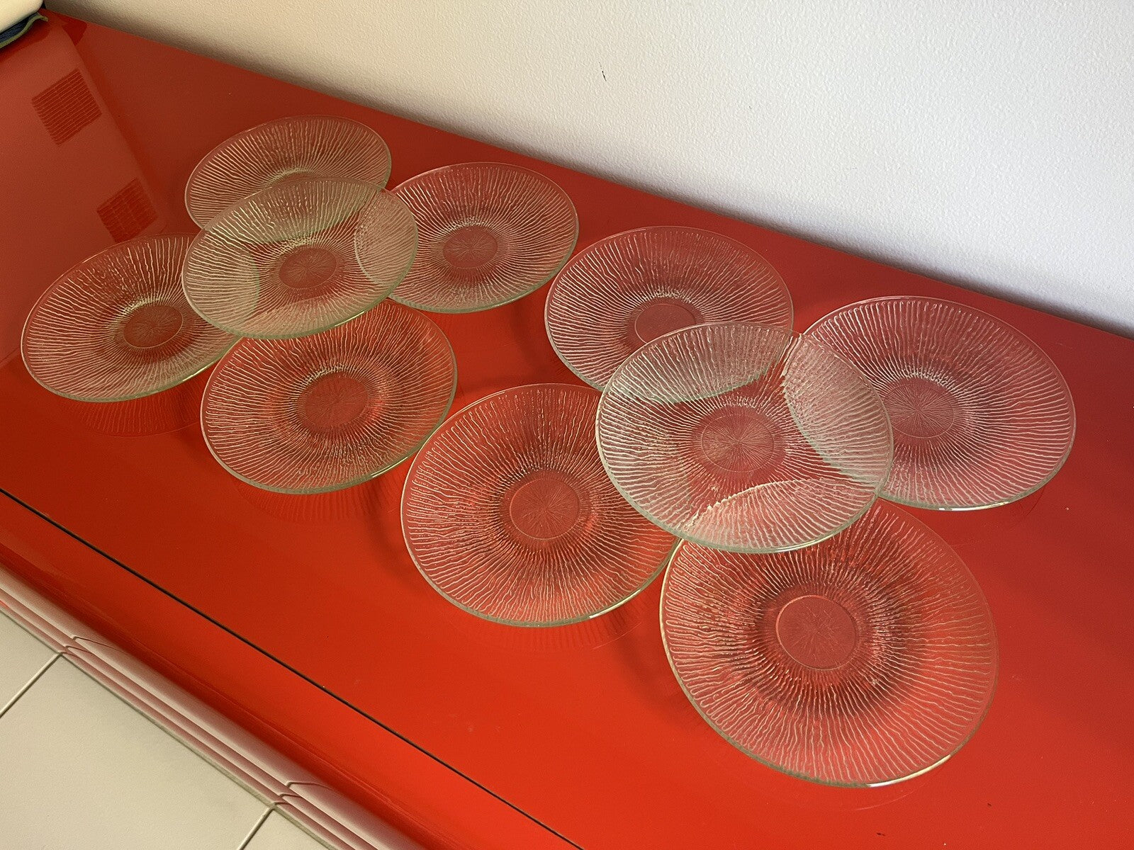 Iittala Aslak 7” Glass Bread Salad Plates Tapio Wirkkala MCM Modernist Lot of 101