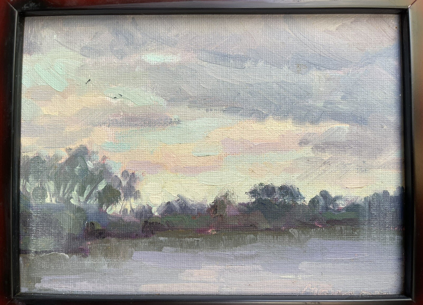 Manon Sander Morning Clouds FL Impressionist Plein Air Fine Art Painting 6” x 8”0