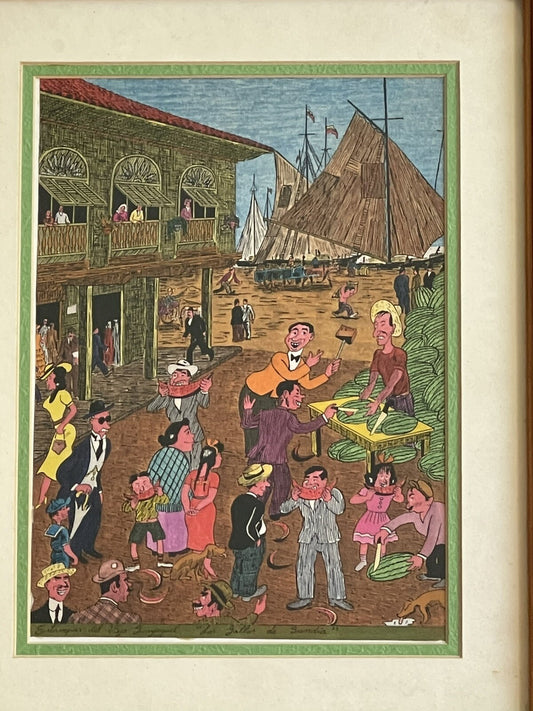 Guayaquil Colombia Seaport Market Scene Fine Art Print Los Gallos De Sandia0