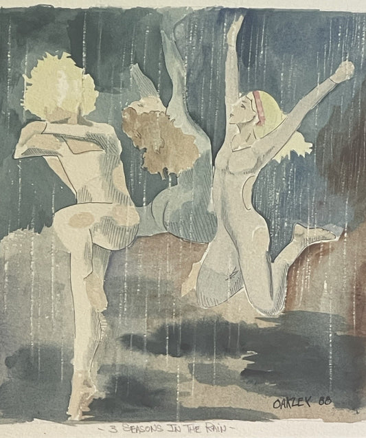 1988 Fine Art Original Watercolor Painting 3 Seasons In The Rain Signed Oakley0