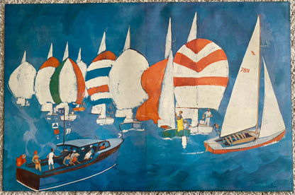 Sailing Boating Advertising Art Retro Vintage Mod 1960s Gatefold Print 17” x 11”0