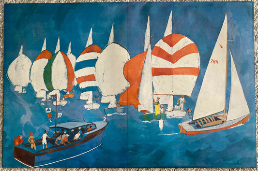Sailing Boating Advertising Art Retro Vintage Mod 1960s Gatefold Print 17” x 11”0
