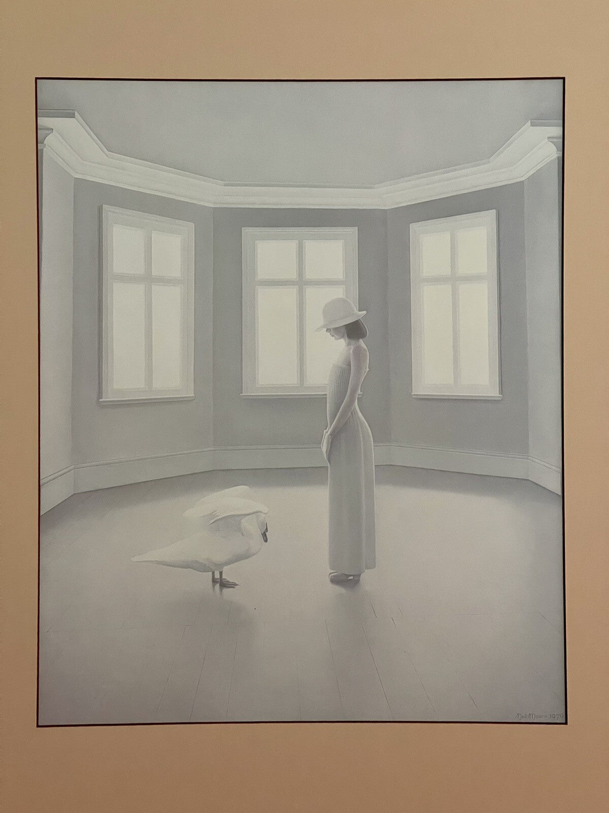 Contemporary Figurative Realist 1979 Matted Print “Mute Swan Song” Neil Moore1
