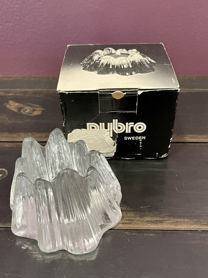 Nybro Volcano Candle Art Glass Rune Strand Sweden Votive Holder NEW IN BOX0