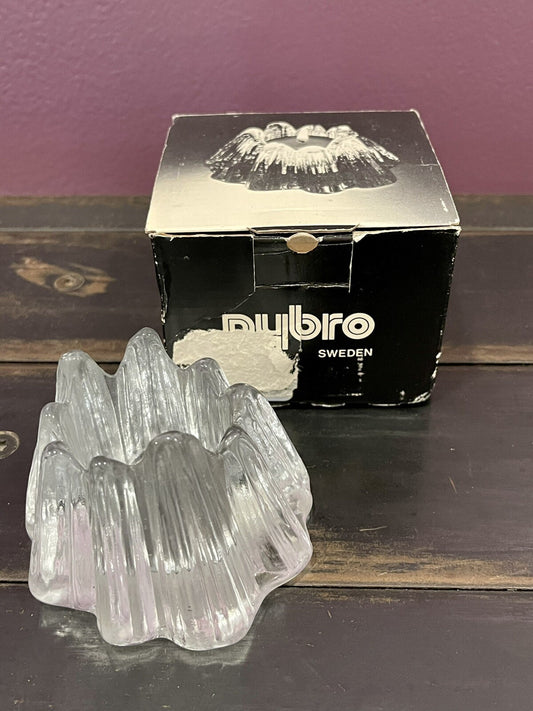 Nybro Volcano Candle Art Glass Rune Strand Sweden Votive Holder NEW IN BOX0
