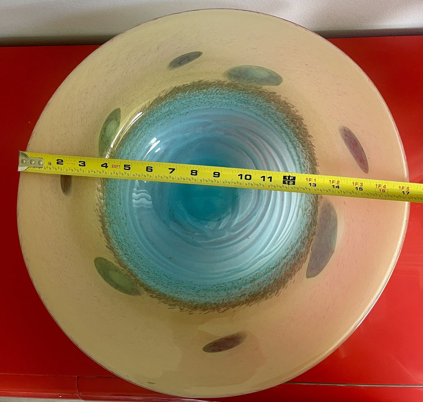 Vintage Venetian Murano Art Glass Centerpiece Bowl 17” Diameter FL Estate Find3