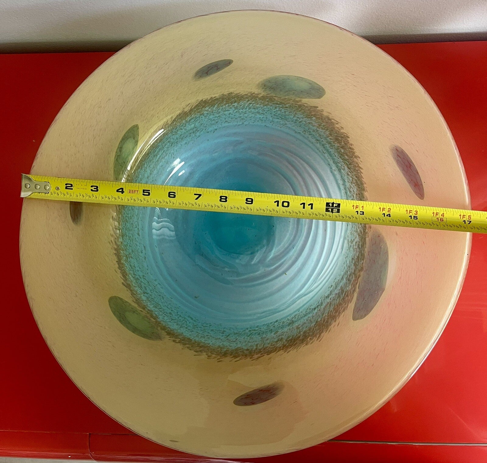 Vintage Venetian Murano Art Glass Centerpiece Bowl 17” Diameter FL Estate Find3