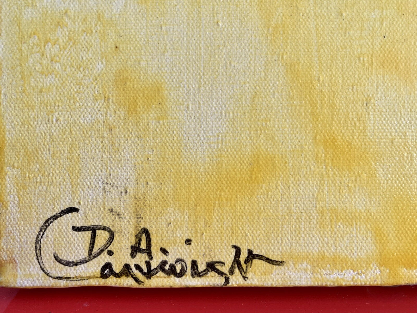 HUGE Retro 1970s Original Painting 36” x 36” Sunshine Yellow Abstract Art Signed2