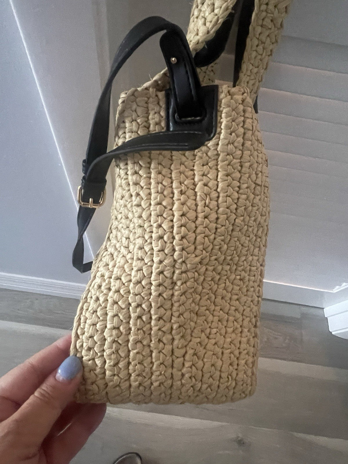 STELLA MCCARTNEY Woven Raffia Logo Tote Bag w/ Crossbody Strap Italy $1250 MSRP4