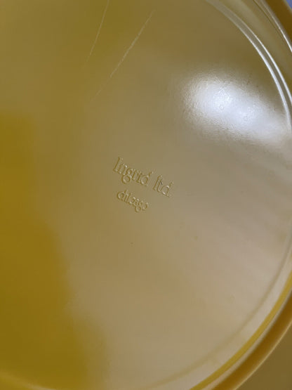 12 INGRID Sunshine Yellow Plastic Dinner Plates 1970s MOD Heller Made In USA1