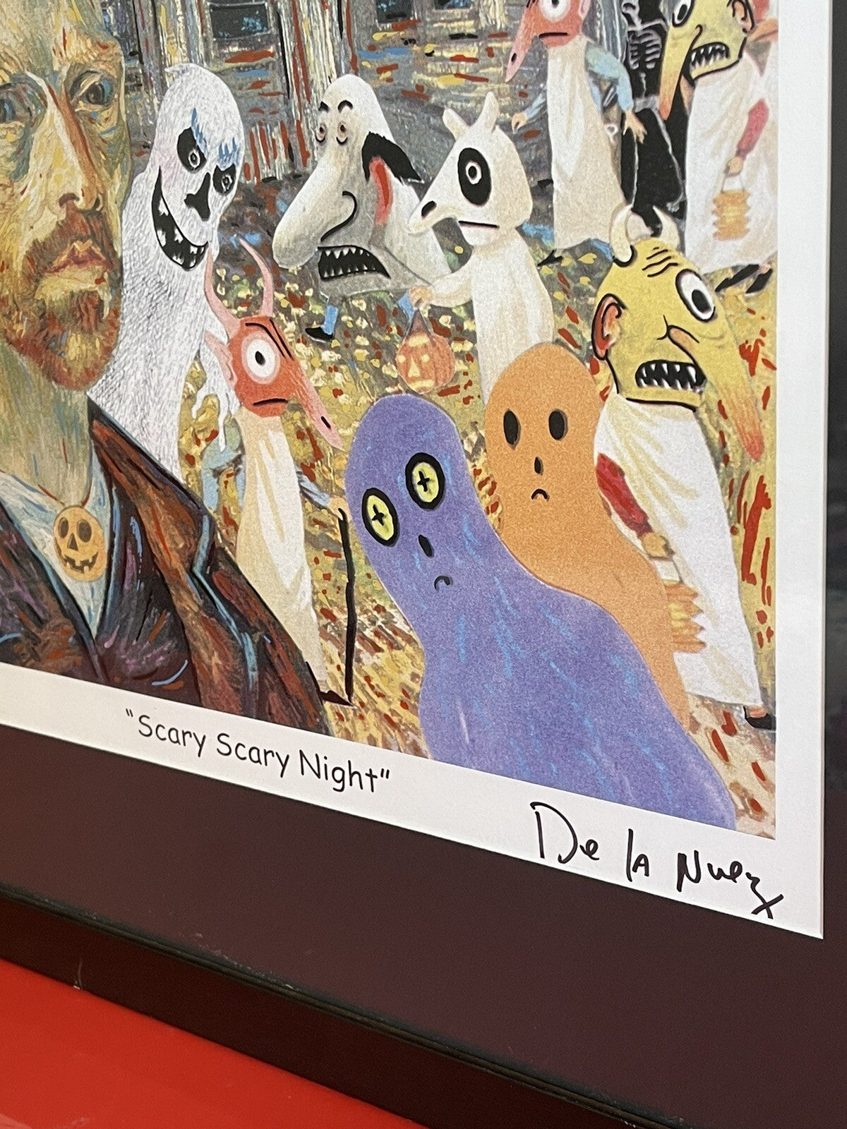 Nelson De La Nuez "Scary Scary Night” Van Gogh Spoof Halloween Signed Lithograph2