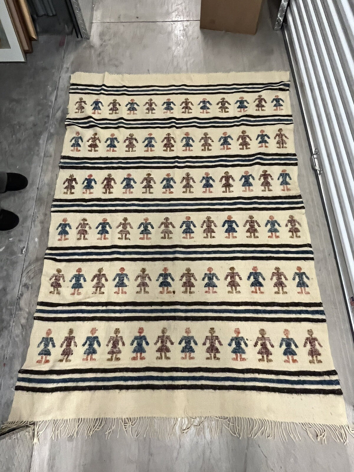 Vintage 5’ x 7’ Estate Fresh Wool Rug Kilim Boho Pictorial People Tribal Dancers5