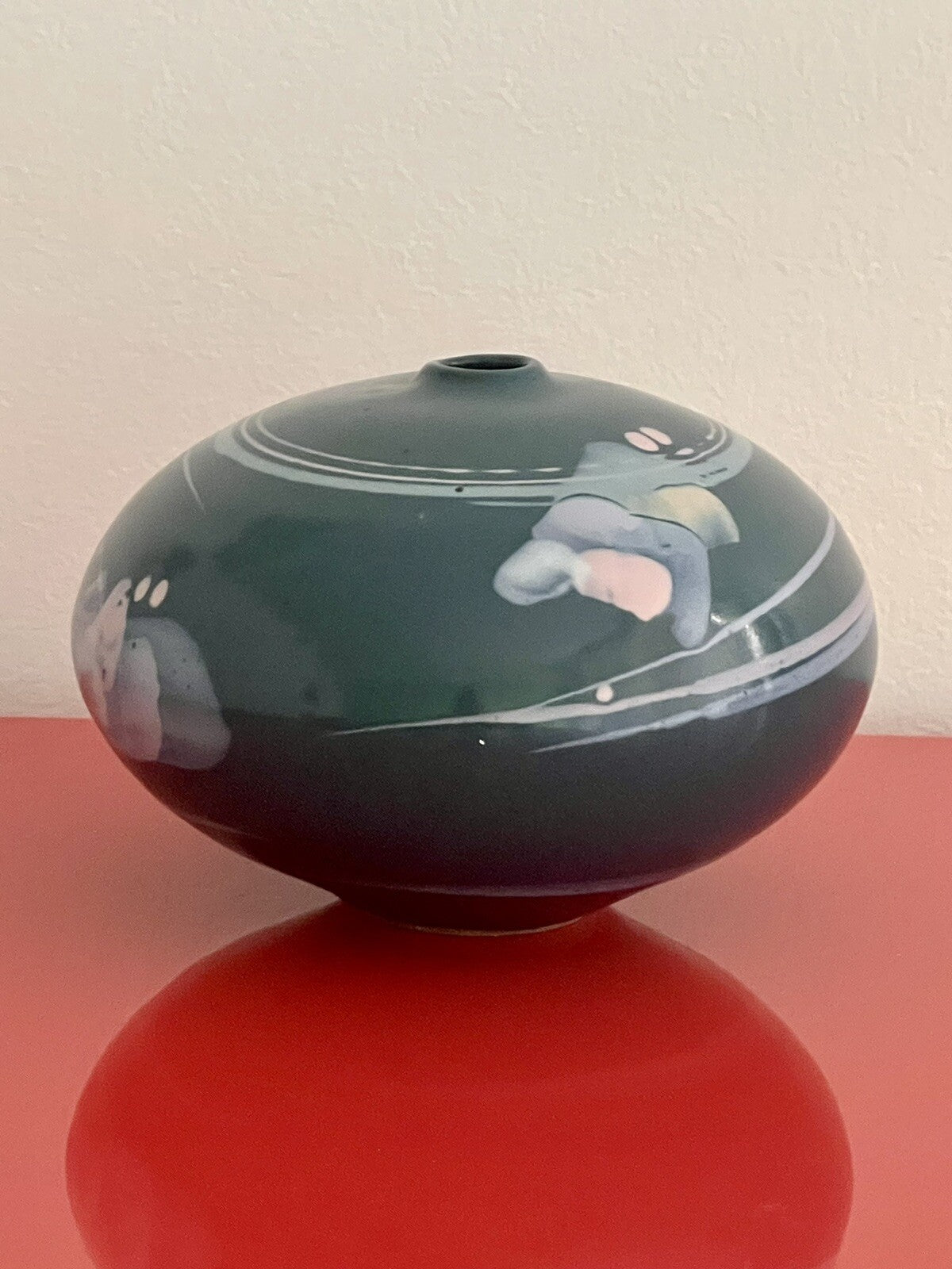 Signed Weedpot Studio Art Pottery Abstract Bulbous Ceramic 5” Vase Ikebana BOWEN1