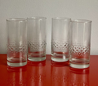 (4) Vintage Durobor Alaska 6” Textured Cocktail Bar Glasses Made In Belgium EUC0
