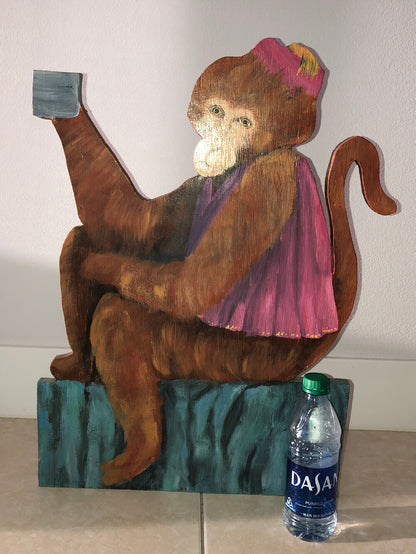 Organ Grinder Monkey “Jocko” Outsider Art 24” OOAK Wood Sculpture 1993 Signed4
