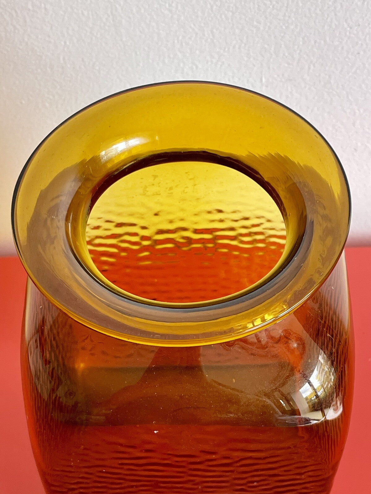 10” Blenko (?) Textured Glass Amber Vase Vintage MCM Midcentury Modern 60s 70s1