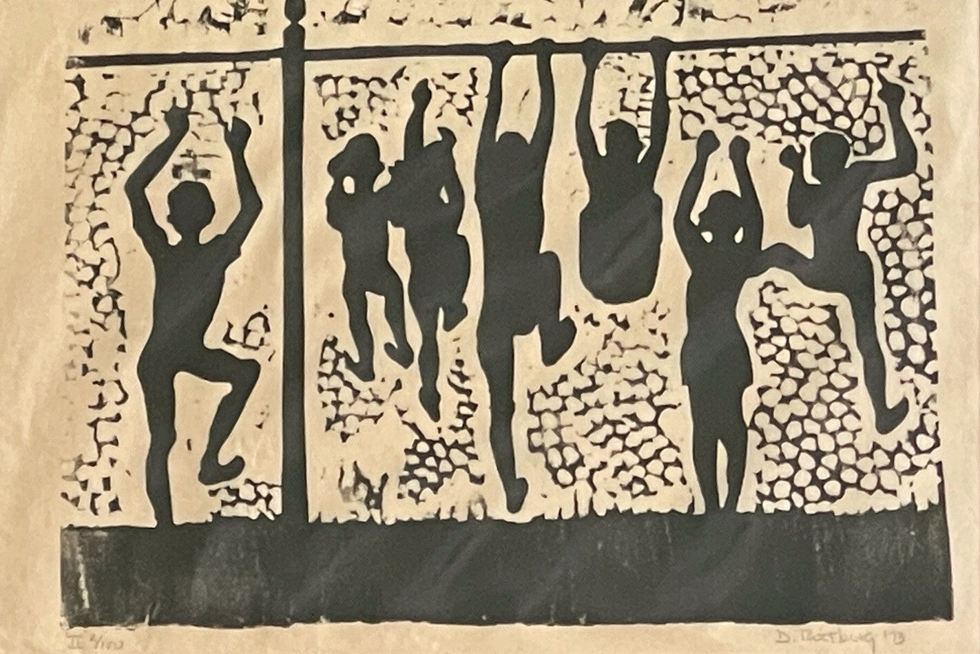 Signed Woodblock Print Modernist Urban 1973 Etching Engraving Retro Rittberg1