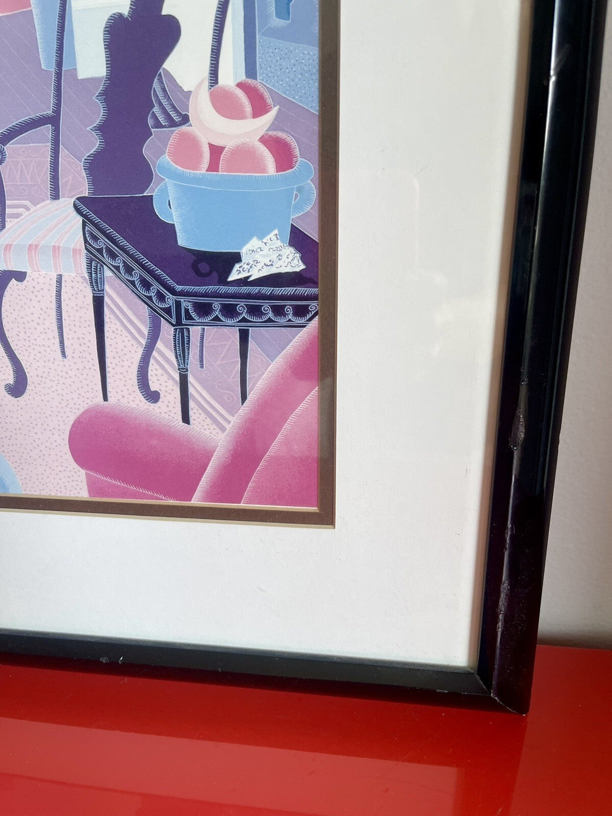 Thomas McKnight “Blue Couch” Fine Art Poster Print Matted & Framed 32” x 29”2