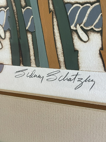 Sidney Schatzky Hand Colored Collagraph “Rain” 17/25 Limited Edition Art Framed4