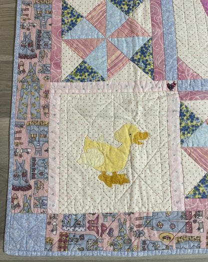 Handmade Handstitched Baby Quilt Blanket 42” Square Edna Deppen 2009 Florida1