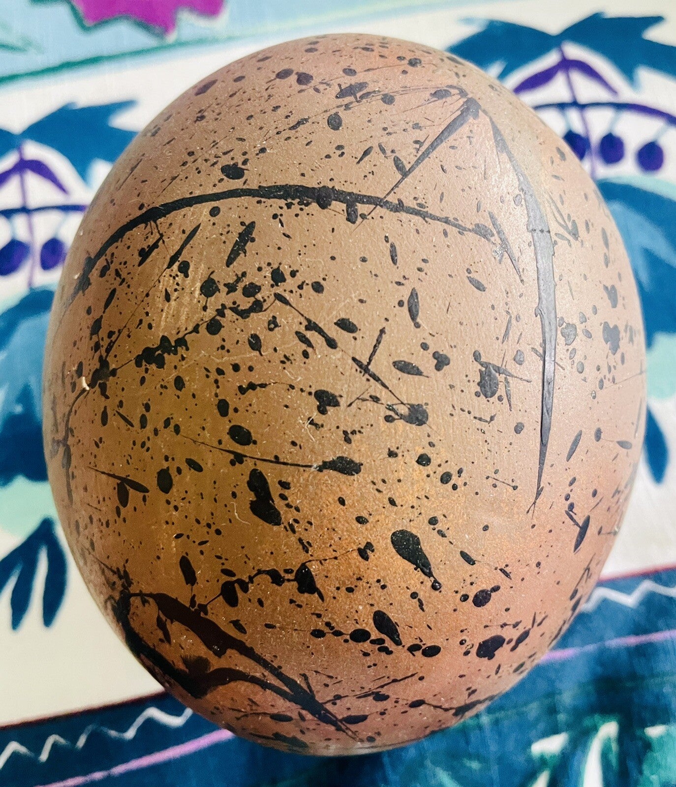 Hand Painted 6” Ostrich Egg Shells Contemporary Decor Set Of 6 Artist Signed2