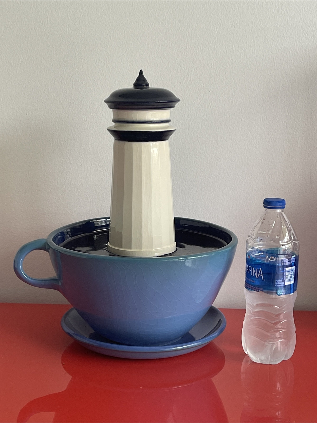 Surrealist 1994 Studio Pottery Sculpture Lighthouse Coffee Cup WHIMSICAL ART0